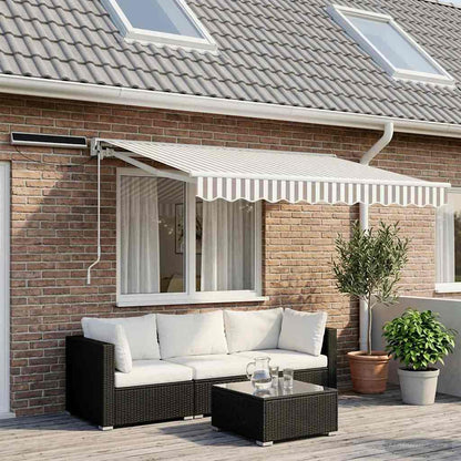 vidaXL Electric Retractable Awning Light Grey and White 3.5 x 2.5 m