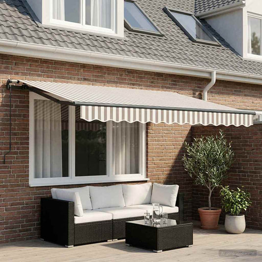 vidaXL Retractable Awning Light Grey and White 300 x 250 cm
