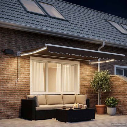 vidaXL Manual Retractable Awning with LEDs Taupe