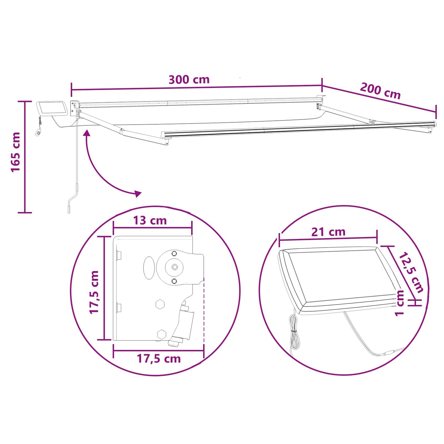 vidaXL Manual Retractable Awning with LEDs Sand