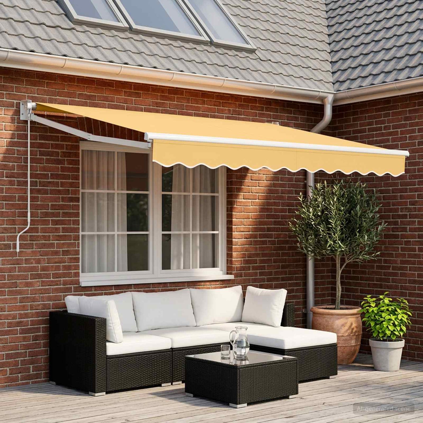 vidaXL Retractable Awning Sand 3.5 x 2 m 100% Polyester and Aluminium