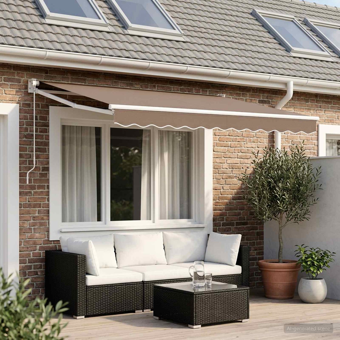 vidaXL Retractable Awning Taupe 3.5 x 2 m 100% Polyester and Aluminium