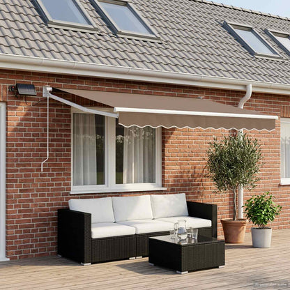 vidaXL Manual Retractable Awning with LEDs Taupe