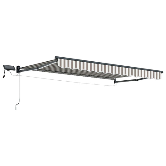 vidaXL Manual Retractable Awning with LEDs Light Grey and White