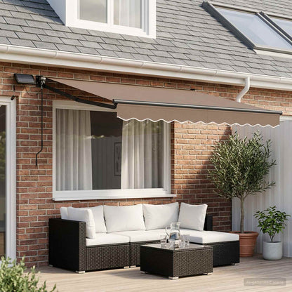 vidaXL Manual Retractable Awning with LEDs Taupe