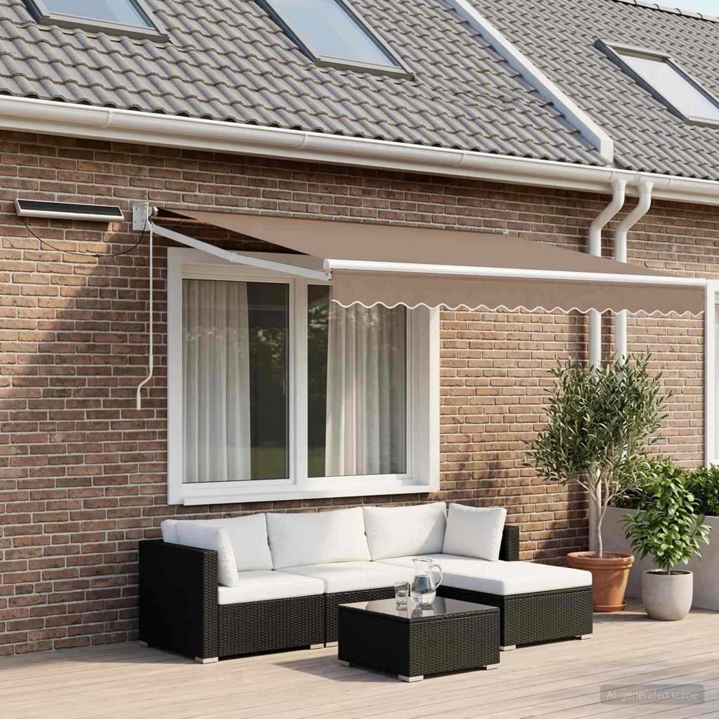 vidaXL Electric Retractable Awning Taupe 3.5 x 2 m