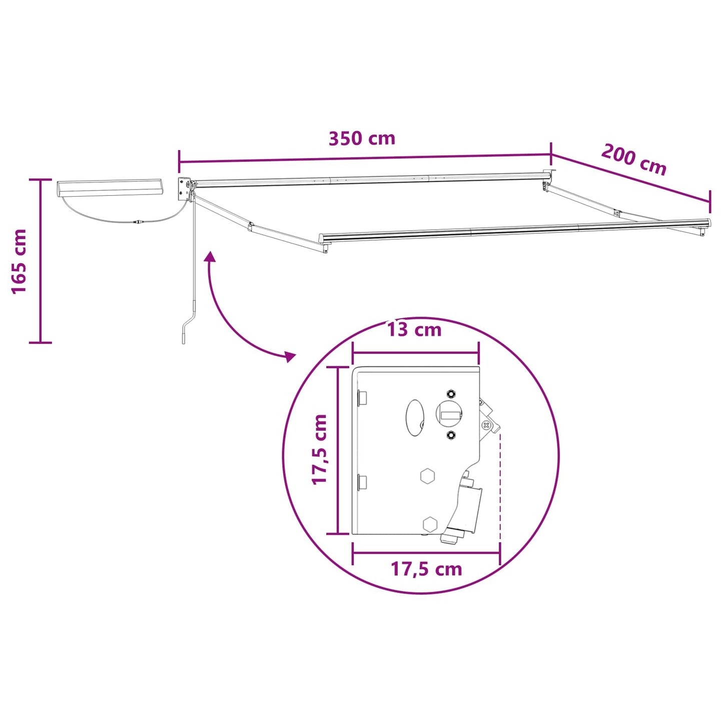 vidaXL Electric Retractable Awning Taupe 3.5 x 2 m