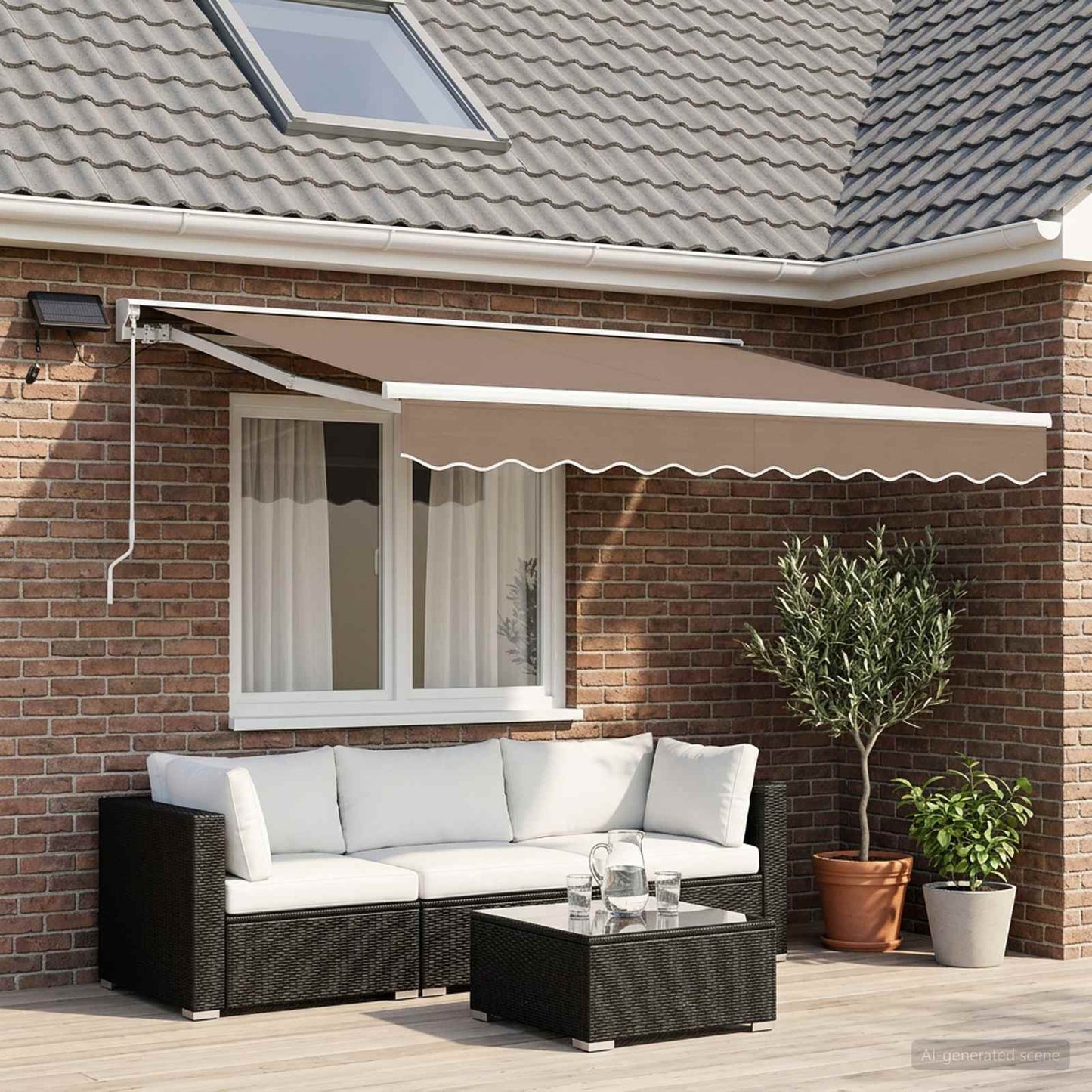 vidaXL Manual Awning Frame with LEDs Taupe 3.5 x 2 m