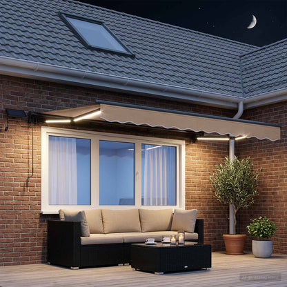 vidaXL Manual Awning Frame with LEDs Taupe 3.5 x 2 m