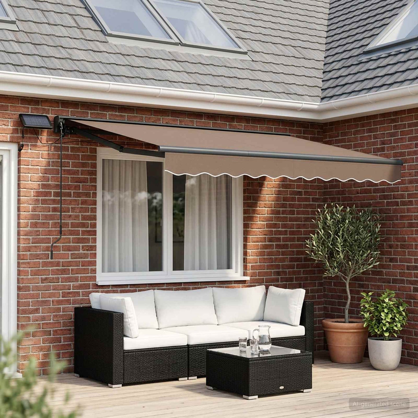 vidaXL Manual Awning Frame with LEDs Taupe 3.5 x 2 m