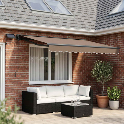 vidaXL Manual Awning Frame with LEDs Taupe 3.5 x 2 m