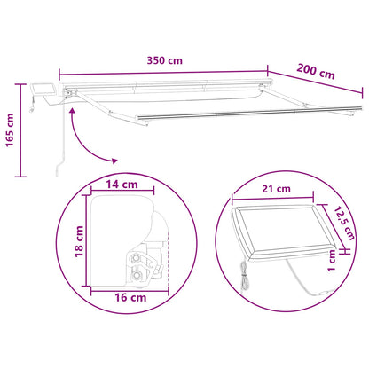 vidaXL Manual Awning Frame with LEDs Taupe 3.5 x 2 m