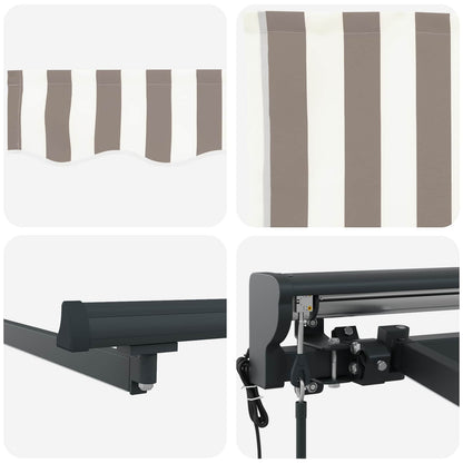 vidaXL Electric Retractable Awning Light Grey and White 3.5 x 2 m