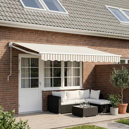 vidaXL Retractable Awning Light Grey and White 4 x 2 m