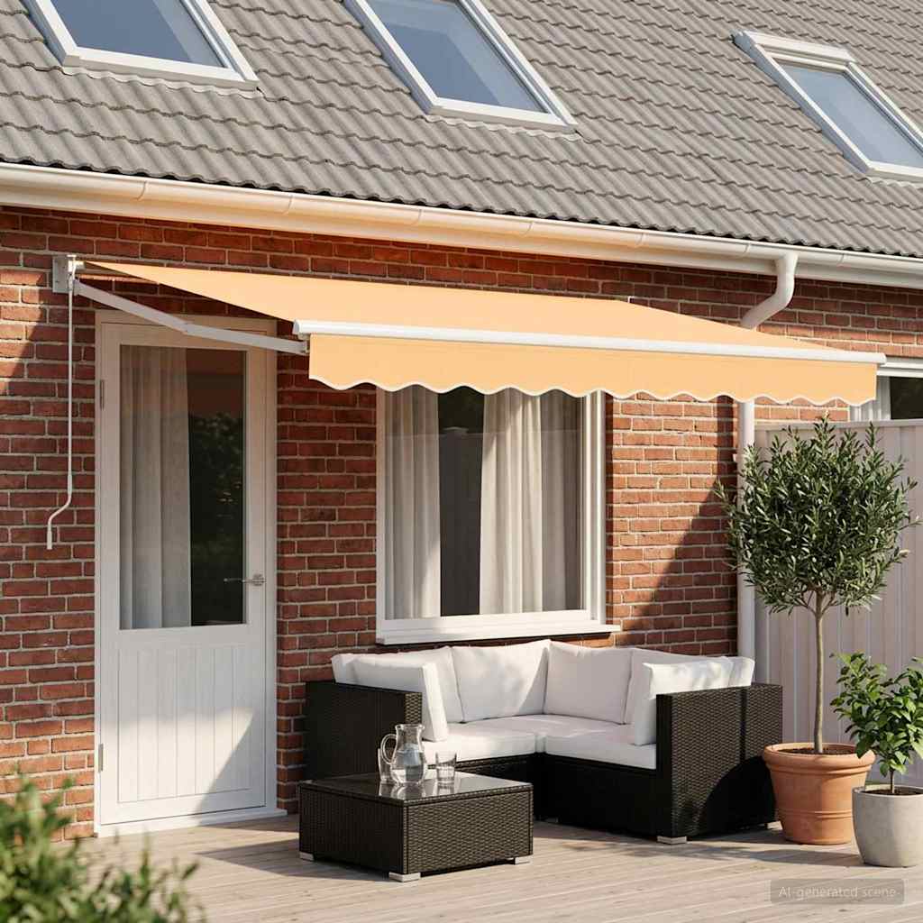 vidaXL Retractable Awning Sand 4 x 2 m 100% Polyester and Aluminium