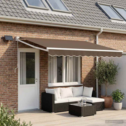 vidaXL Manual Retractable Awning with LEDs Taupe