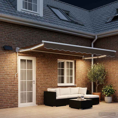 vidaXL Manual Retractable Awning with LEDs Taupe