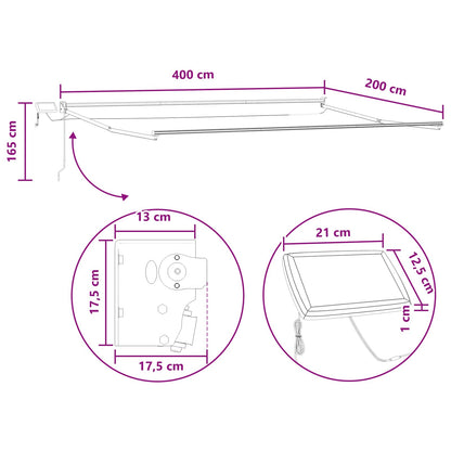 vidaXL Manual Retractable Awning with LEDs Taupe