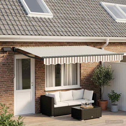 vidaXL Manual Retractable Awning with LEDs Light Grey and White