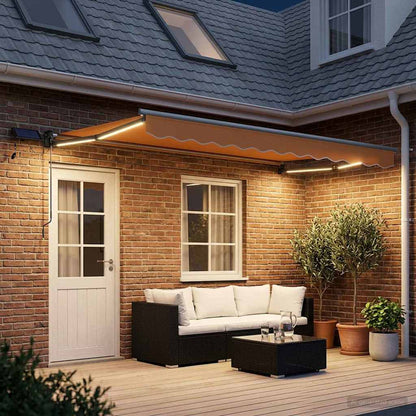 vidaXL Manual Retractable Awning with LEDs Sand