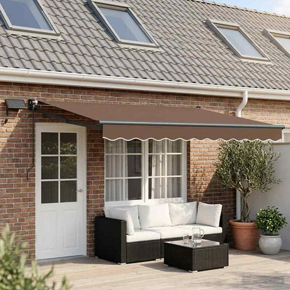 vidaXL Manual Retractable Awning with LEDs Taupe
