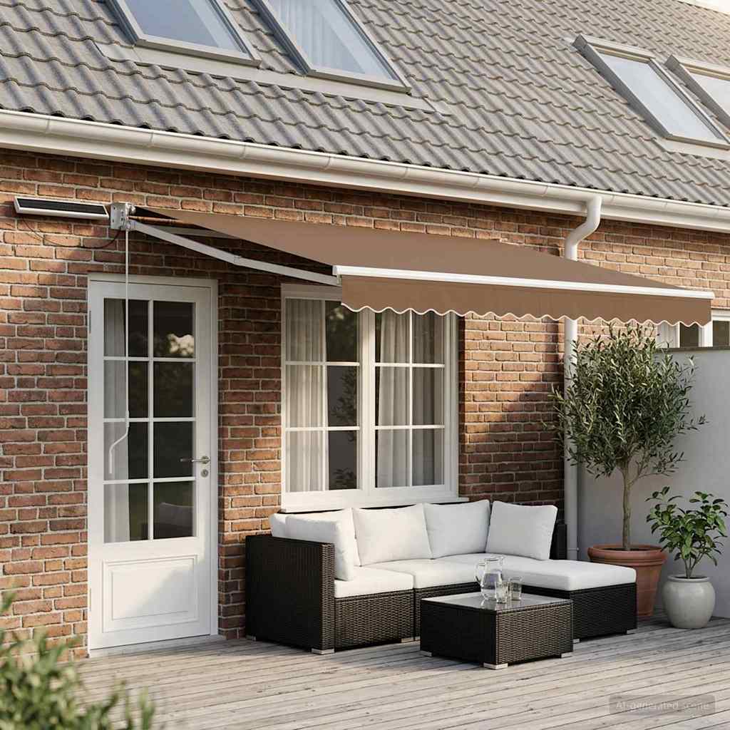 vidaXL Electric Retractable Awning Taupe 5 x 3 m