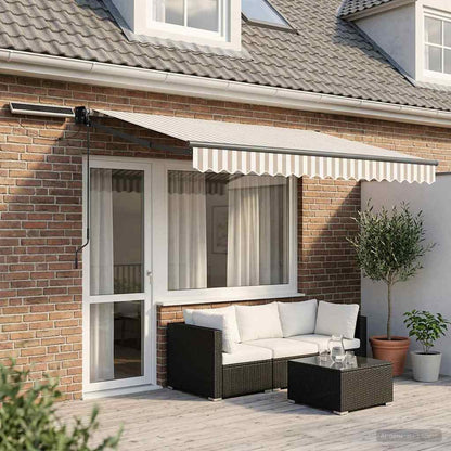 vidaXL Electric Retractable Awning Light Grey and White 4.5 x 3 m