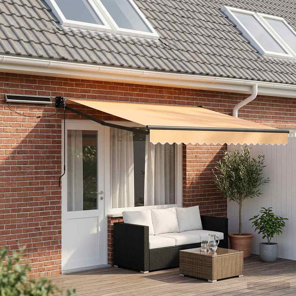 vidaXL Electric Retractable Awning Sand 5 x 3 m