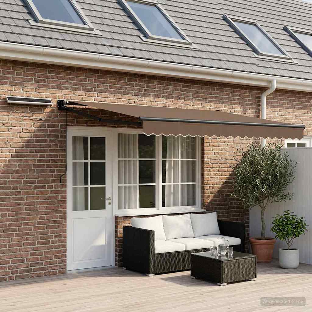 vidaXL Electric Retractable Awning Taupe 5 x 3 m