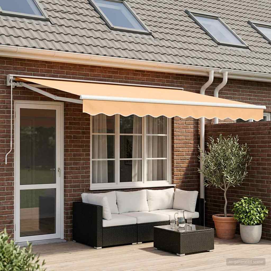 vidaXL Manual Retractable Awning Sand 4.5 x 3 m
