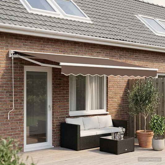 vidaXL Manual Retractable Awning Taupe 5 x 3.5 m