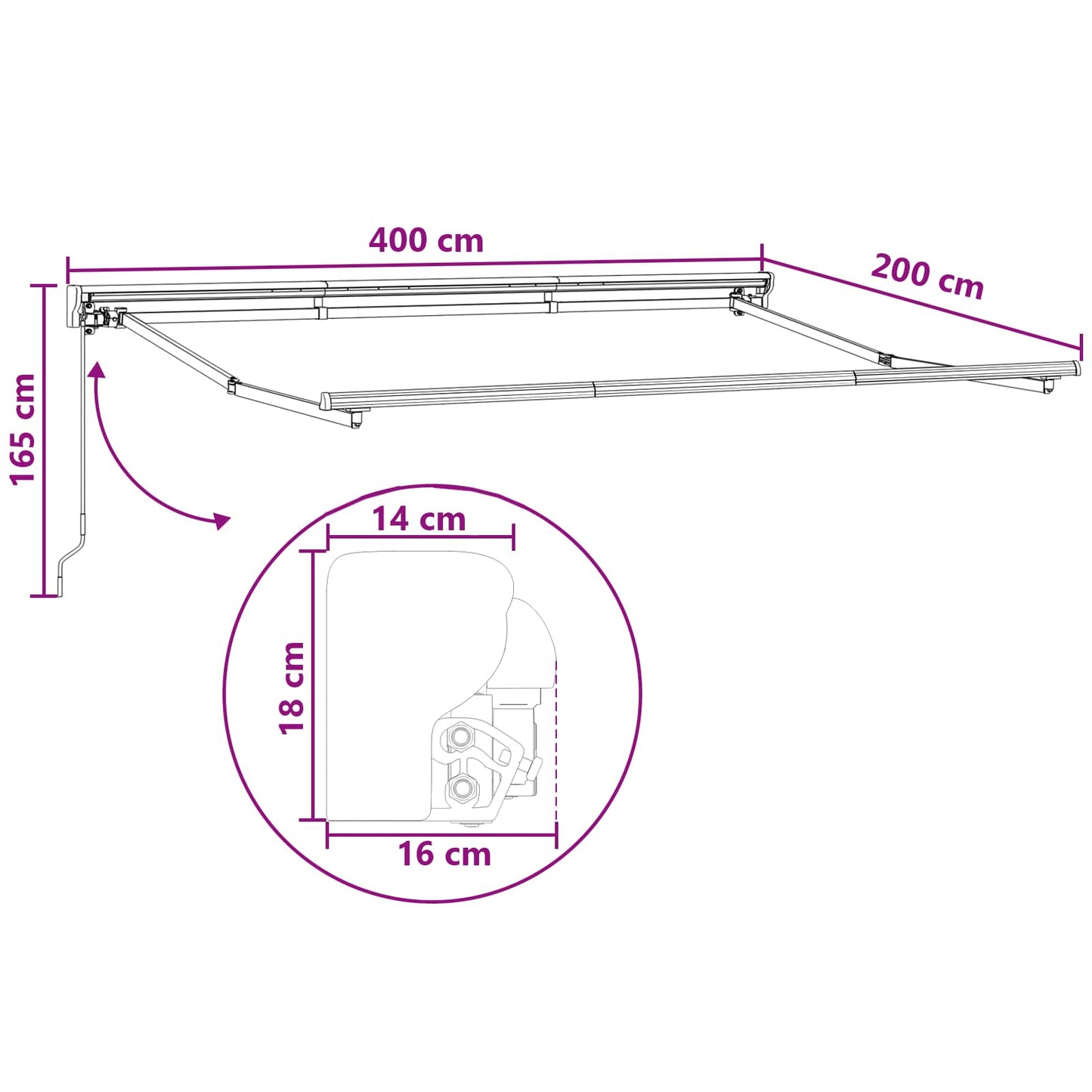 vidaXL Manual Retractable Awning Taupe 4 x 2 m Polyester and Aluminium