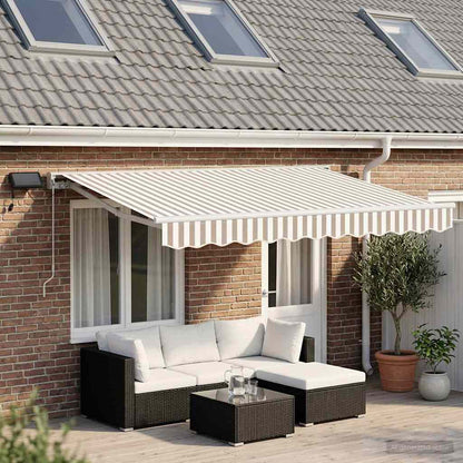 vidaXL Manual Awning Frame with LEDs Light Grey and White 4 x 3 m