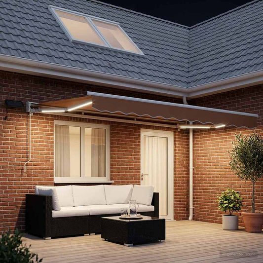 vidaXL Manual Awning Frame with LEDs Sand 4.5 x 3.5 m