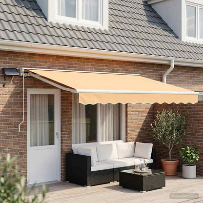vidaXL Manual Awning Frame with LEDs Sand 4 x 3.5 m