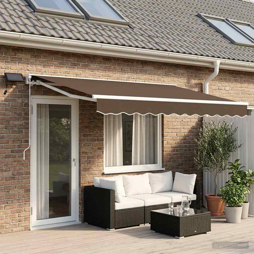vidaXL Manual Awning Frame with LEDs Taupe 4 x 3 m