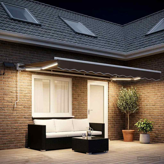 vidaXL Manual Awning Frame with LEDs Taupe 4 x 2 m