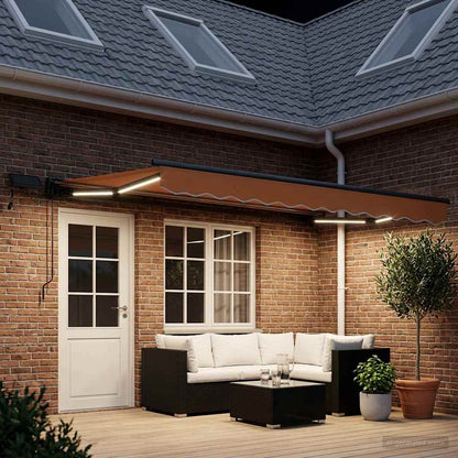 vidaXL Manual Awning Frame with LEDs Sand 5 x 3.5 m