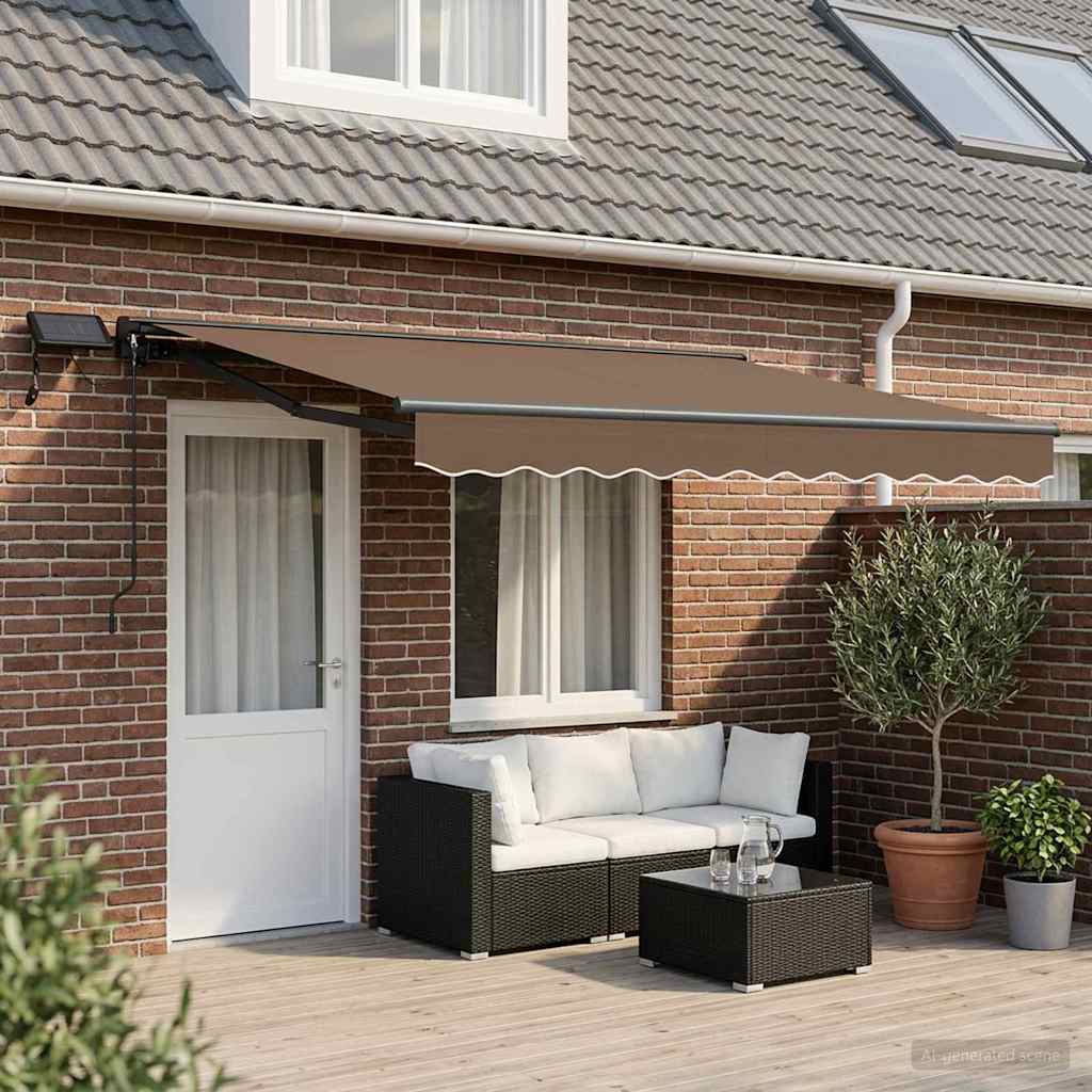 vidaXL Manual Awning Frame with LEDs Taupe 5 x 3.5 m