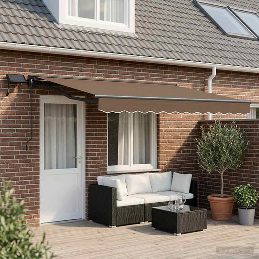 vidaXL Manual Awning Frame with LEDs Taupe 4.5 x 3.5 m