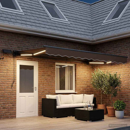 vidaXL Manual Awning Frame with LEDs Taupe 4.5 x 3.5 m