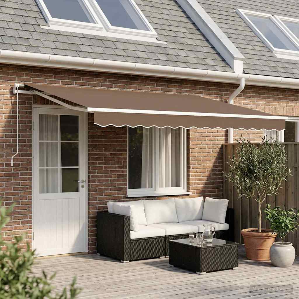 vidaXL Retractable Awning Taupe 450 x 350 cm Polyester and Aluminium