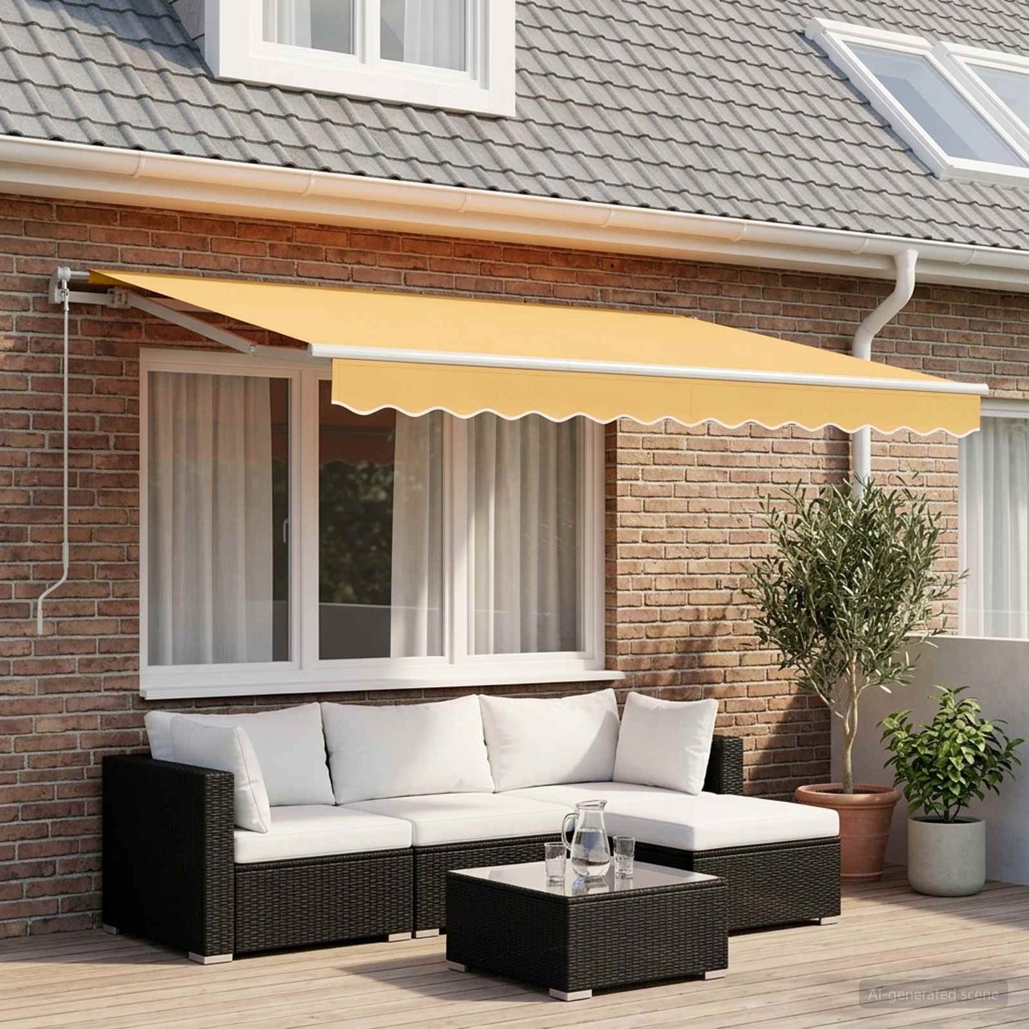 vidaXL Retractable Awning Sand 3 x 2.5 m Polyester and Aluminium