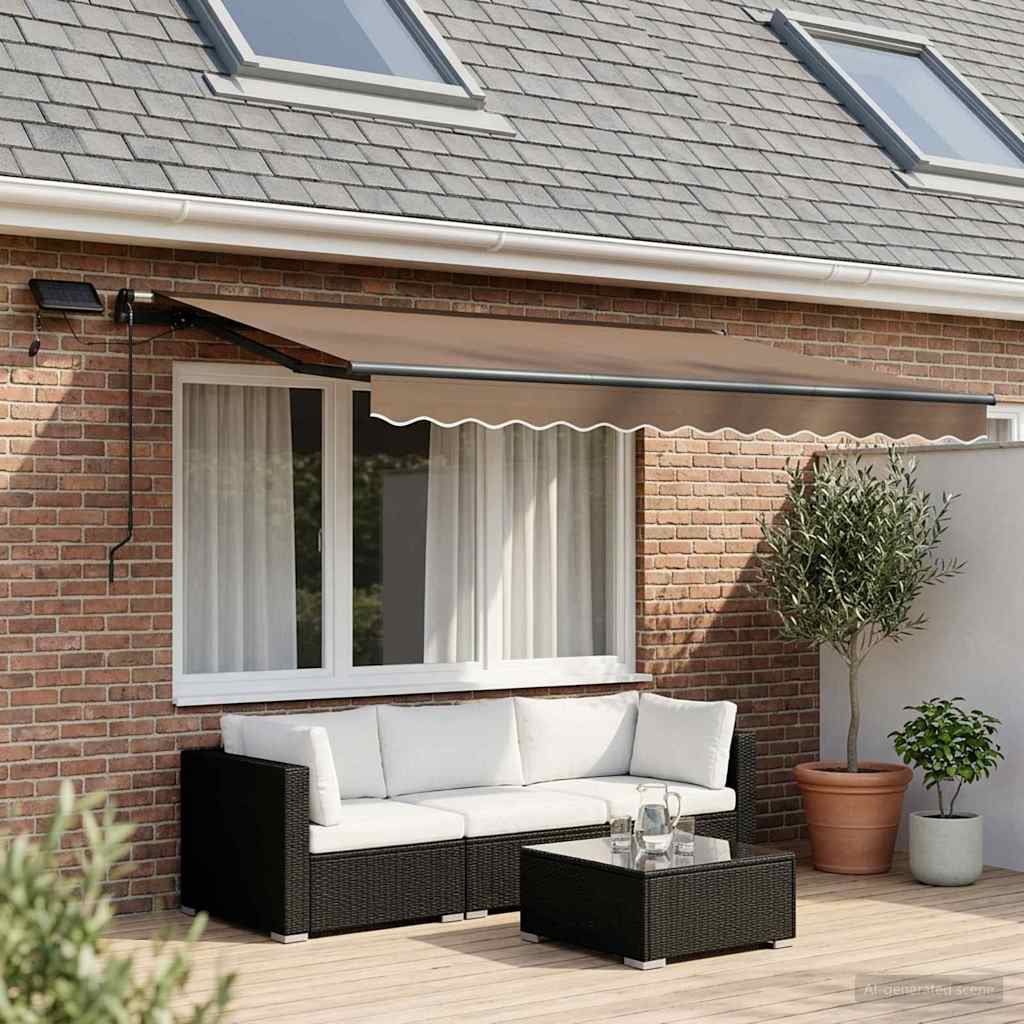 vidaXL Retractable Awning Taupe 350 x 250 cm Fabric and Aluminium