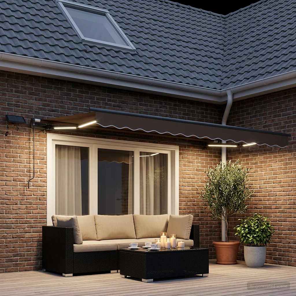 vidaXL Retractable Awning Taupe 350 x 250 cm Fabric and Aluminium