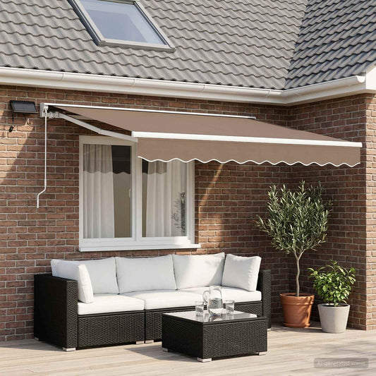 vidaXL Manual Awning Frame with LEDs Taupe 3 x 2.5 m