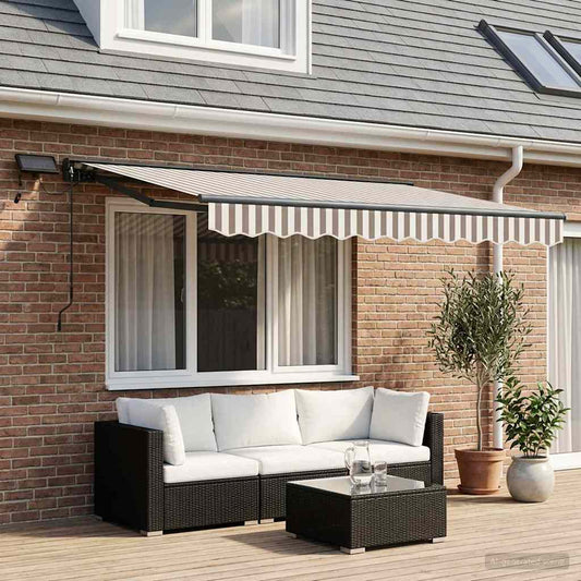vidaXL Manual Awning Frame with LEDs Light Grey and White 3 x 2.5 m