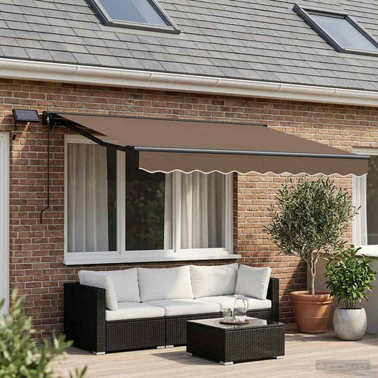 vidaXL Manual Awning Frame with LEDs Taupe 3 x 2.5 m
