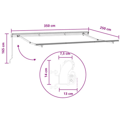 vidaXL Retractable Awning Taupe 350 x 250 cm Polyester and Aluminium