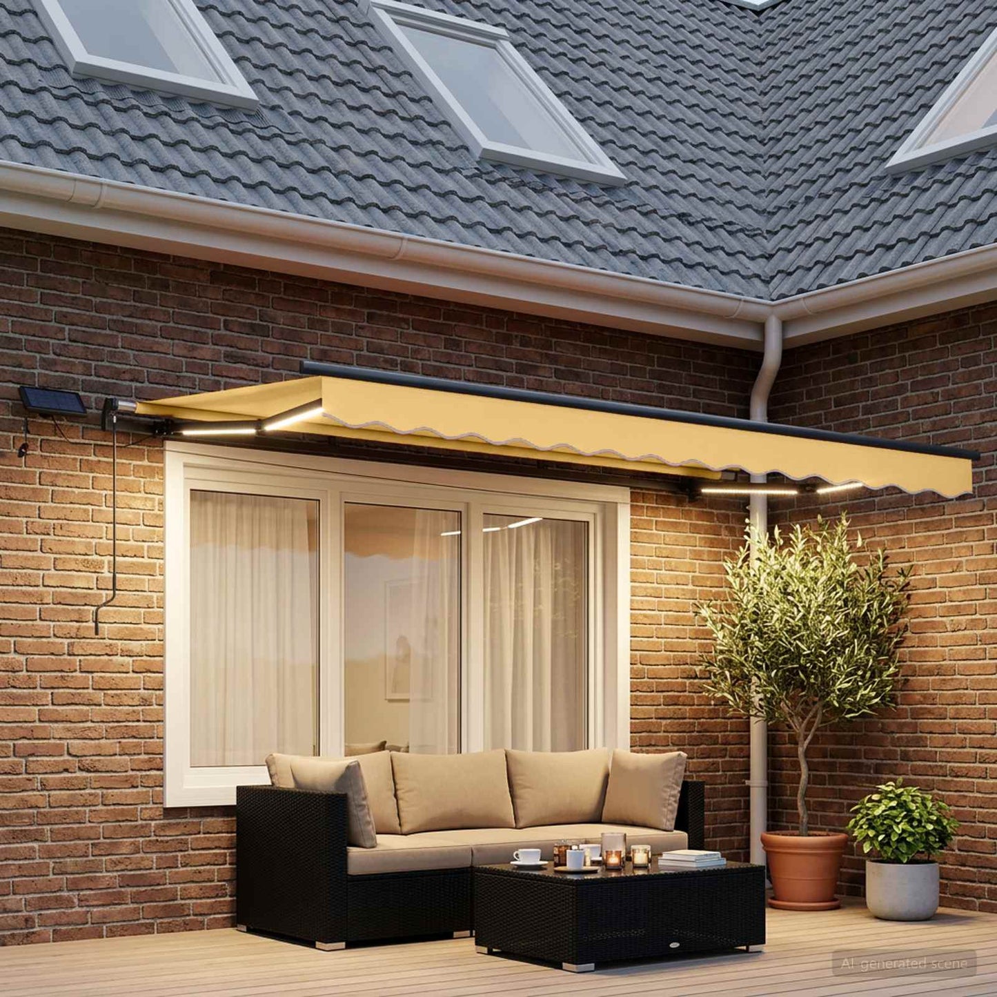 vidaXL Retractable Awning Sand 350 x 250 cm Fabric and Aluminium